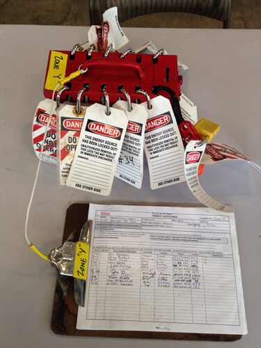 Lockout/tagout, - LOTO sign out form