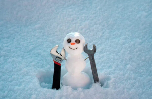 snowman with tools