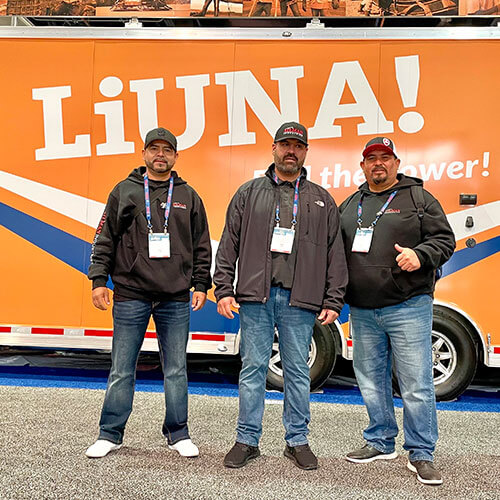 civil team at construction trade show