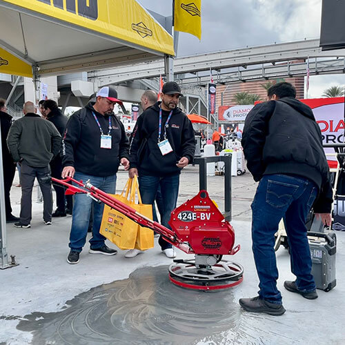 civil construction team members at construction trade show