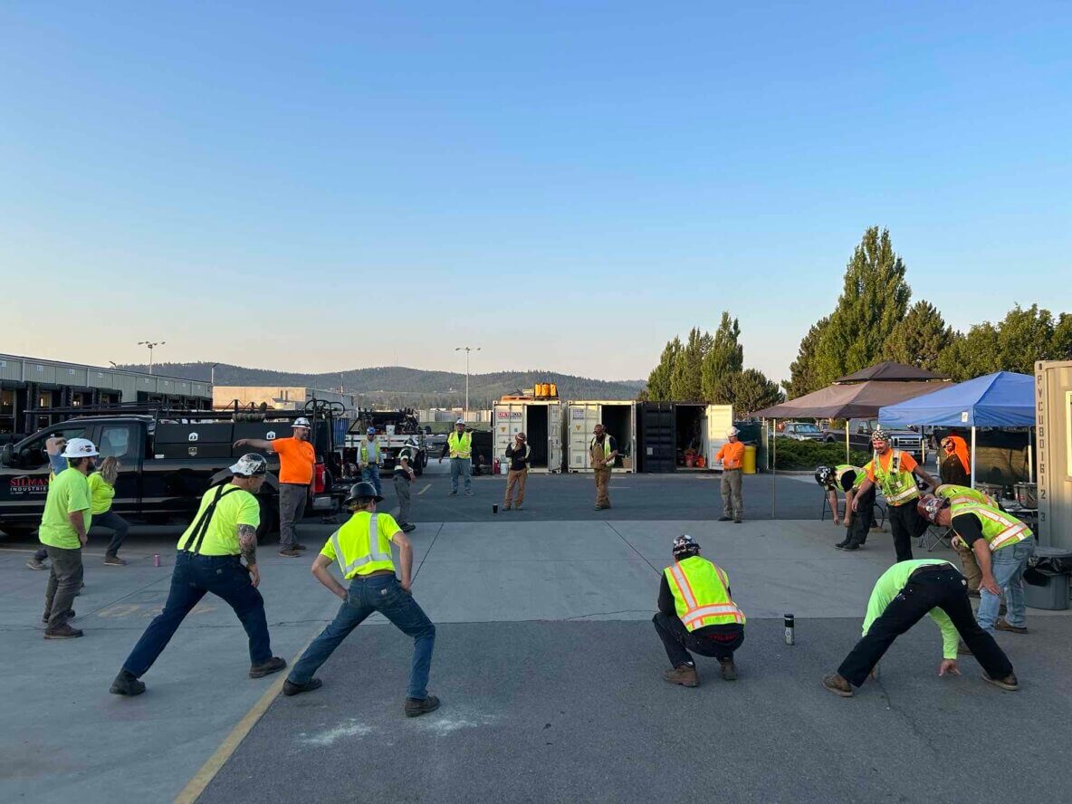 warm up on industrial job site