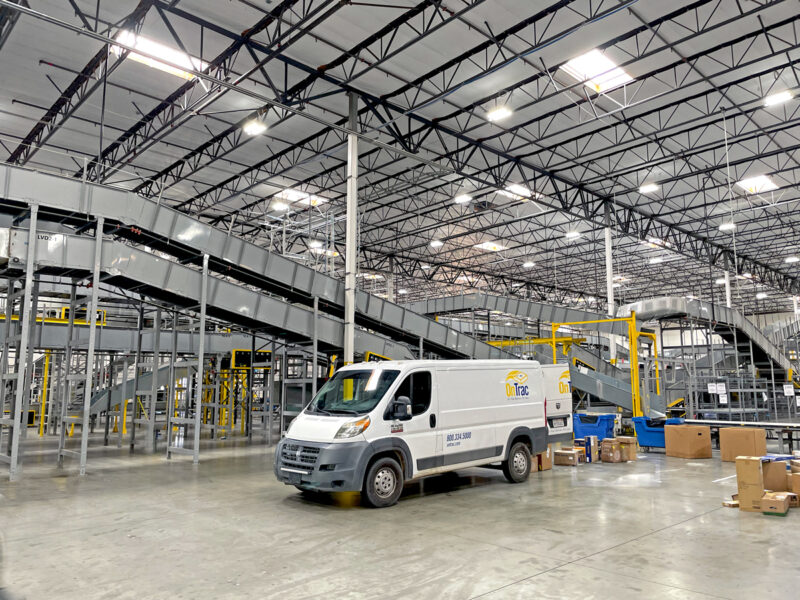 delivery van at an OnTrac distribution center